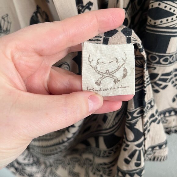 Spell & The Gypsy Beige & Black Thunderbird Totem Patterned Kimono Cardigan - Picture 5 of 12